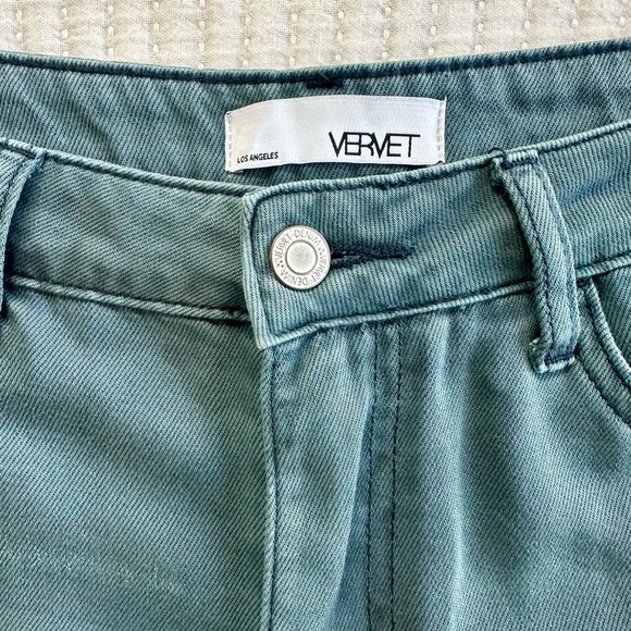 Vervet High Rise 90’s Vintage Crop Flare Jeans in Mallard Green - Picture 3 of 11